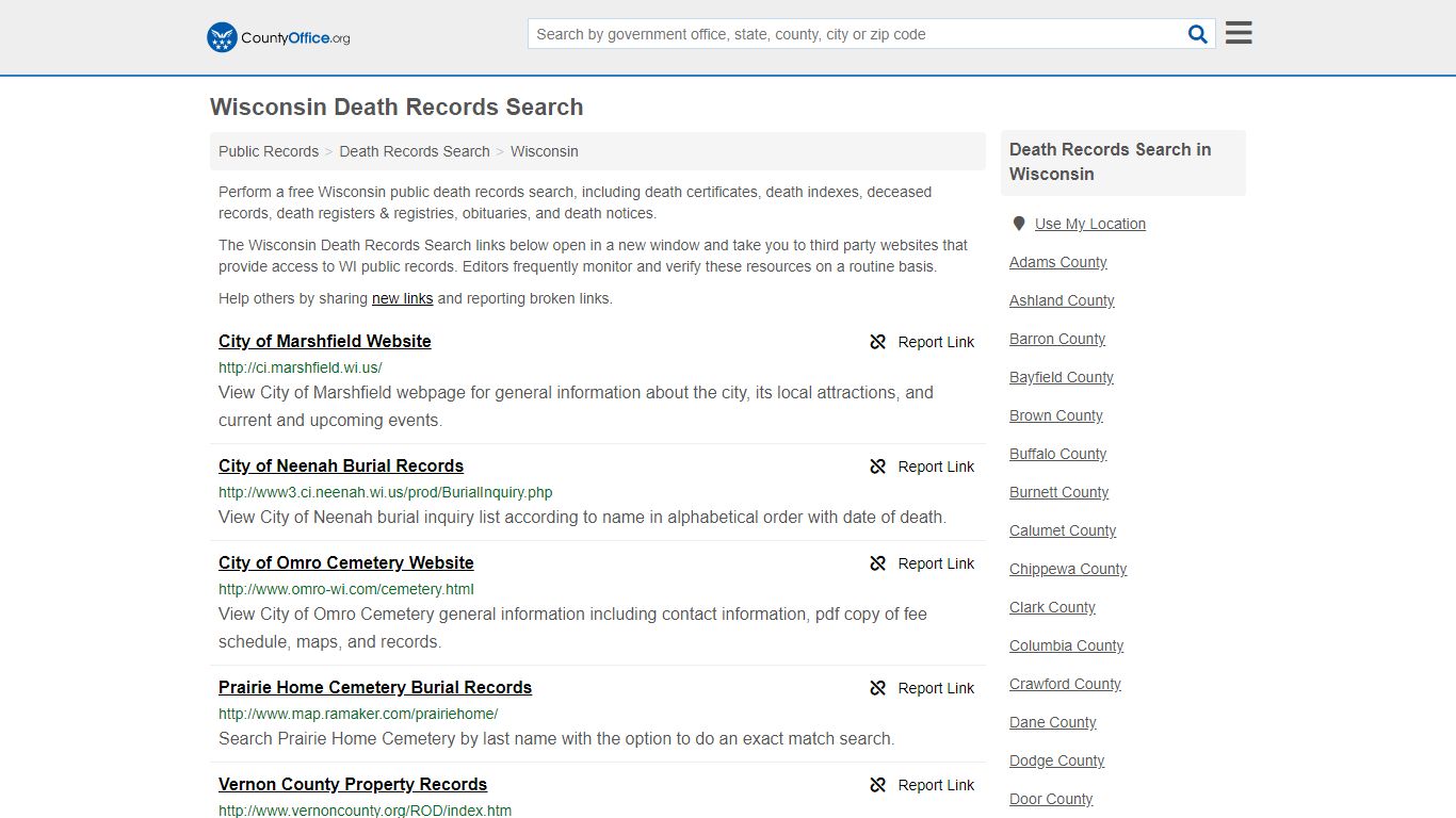 Death Records Search - Wisconsin (Death Certificates ...